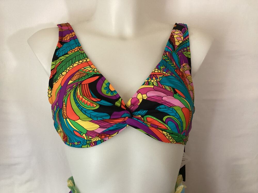 5112 NWT Bikini Bay M/M 57D FCPF Funky Feathers Underwire Cup Size Top Size 36DD